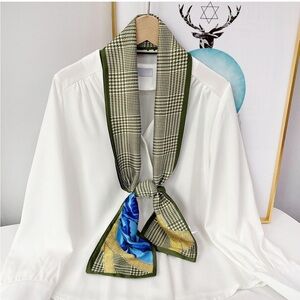 SCARF Silky Green Yellow Blue Hair or Bag